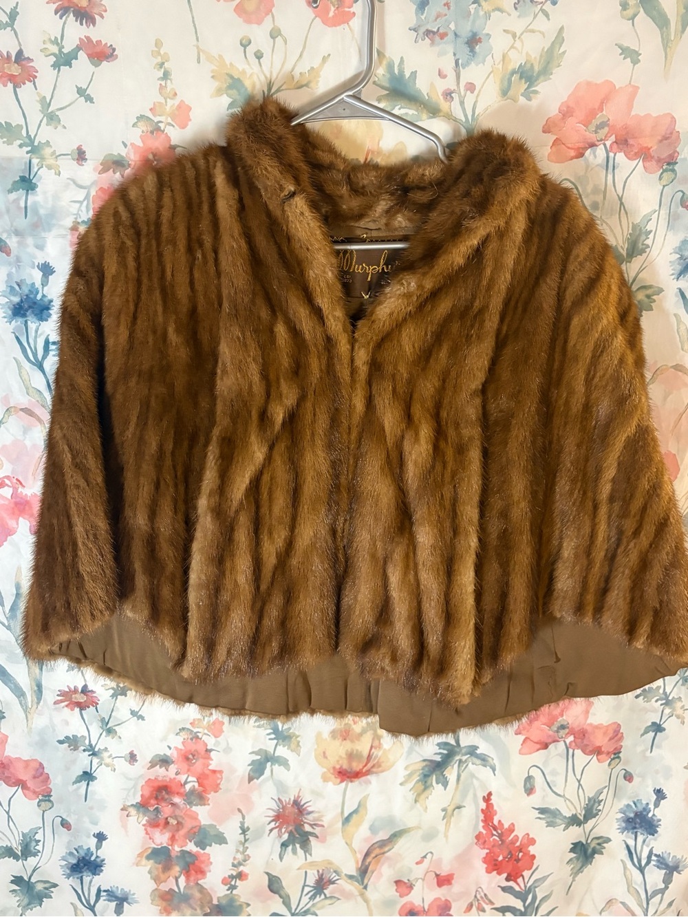 Vintage Brown Fur Cropped Shawl